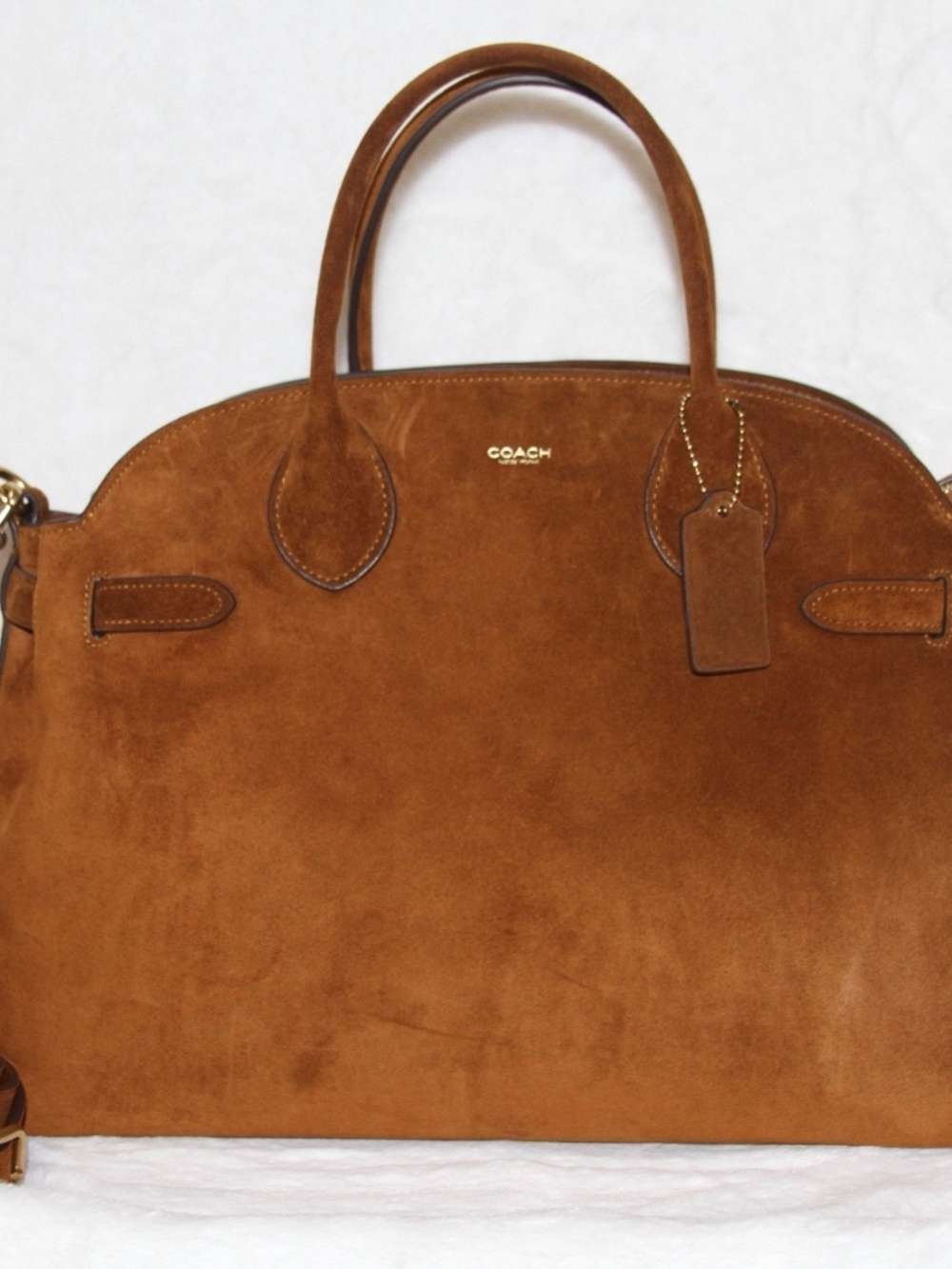 NWT COACH Soft Empire Carryall 40 Tote Bag Purse Suede Warm Brown - Picture 2 of 8